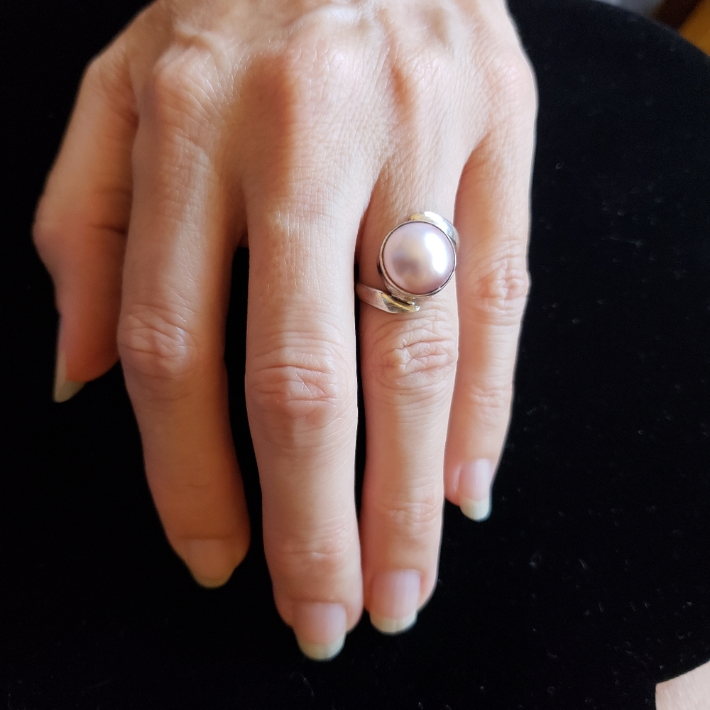 Pink Cultured Pearl & Sterling Silver Ring- NWT